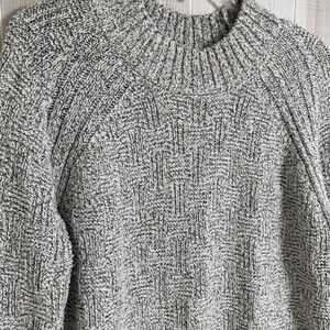 Prana Women's Sky Meadow Sweater Basket Knit Wool Blend Mock Neck Medium